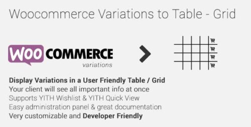 Woocommerce Variations to Table Grid GPL v1.5.5